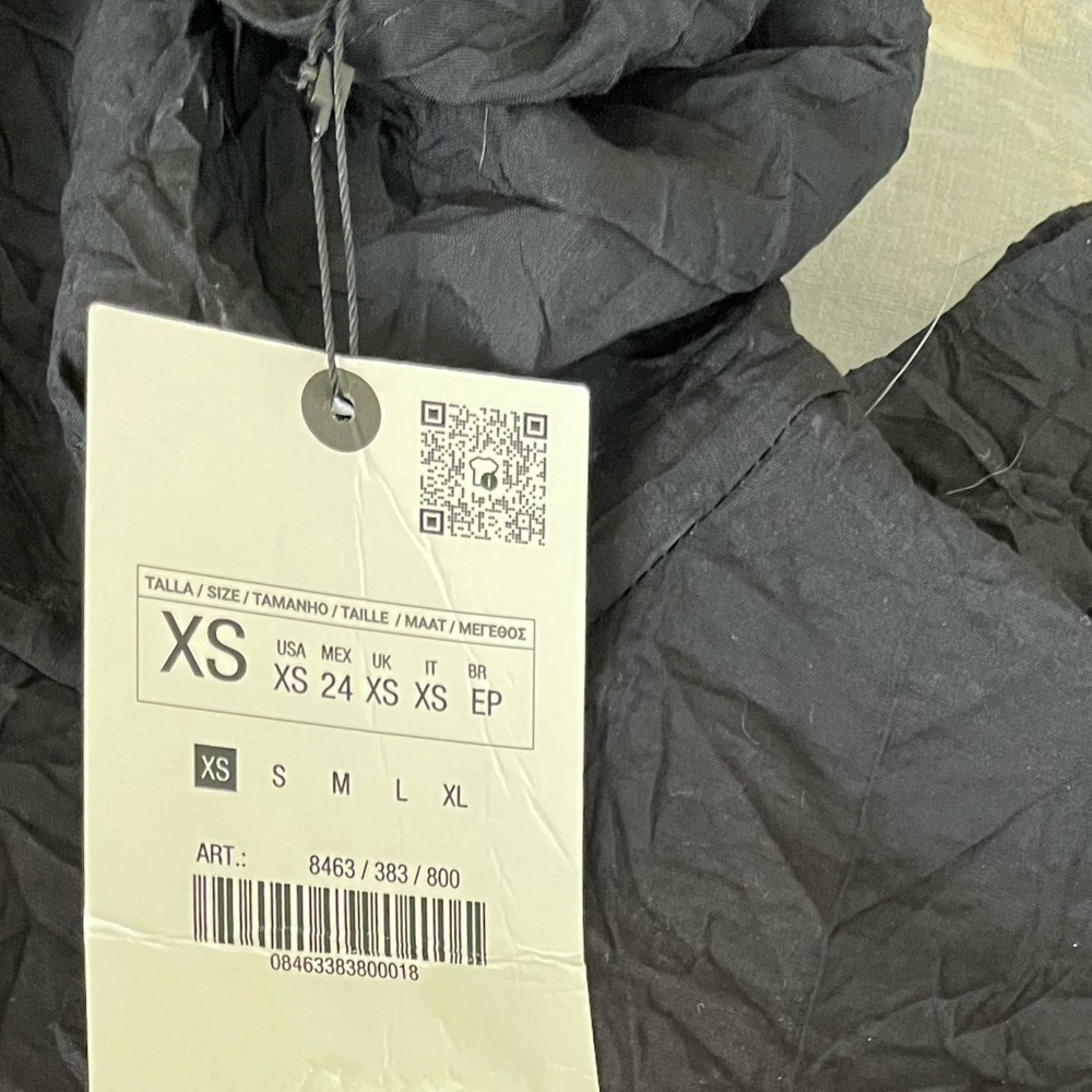 ZARA Woman Black Crinkle High Neck Midi Dress XS Limited Edition - Picture 7 of 9